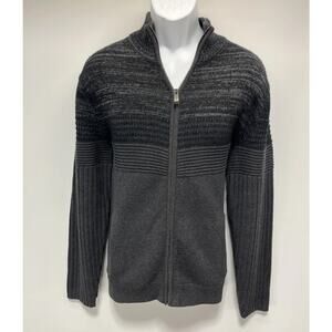 Calvin Klein Sweater Jacket Size Large Men Full Zip Ribbed Heavyweight Mock Neck